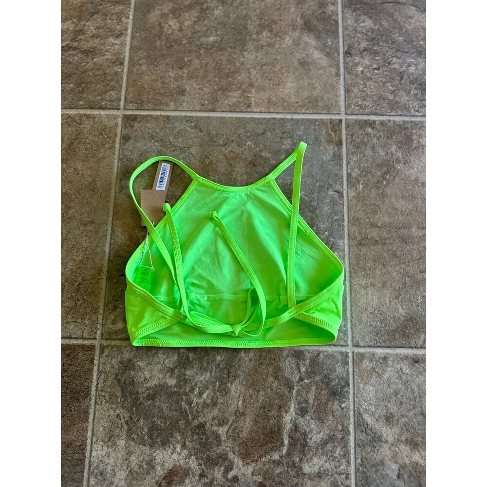 Skims Signature Swim High Neck Top Neon Green Size XXS